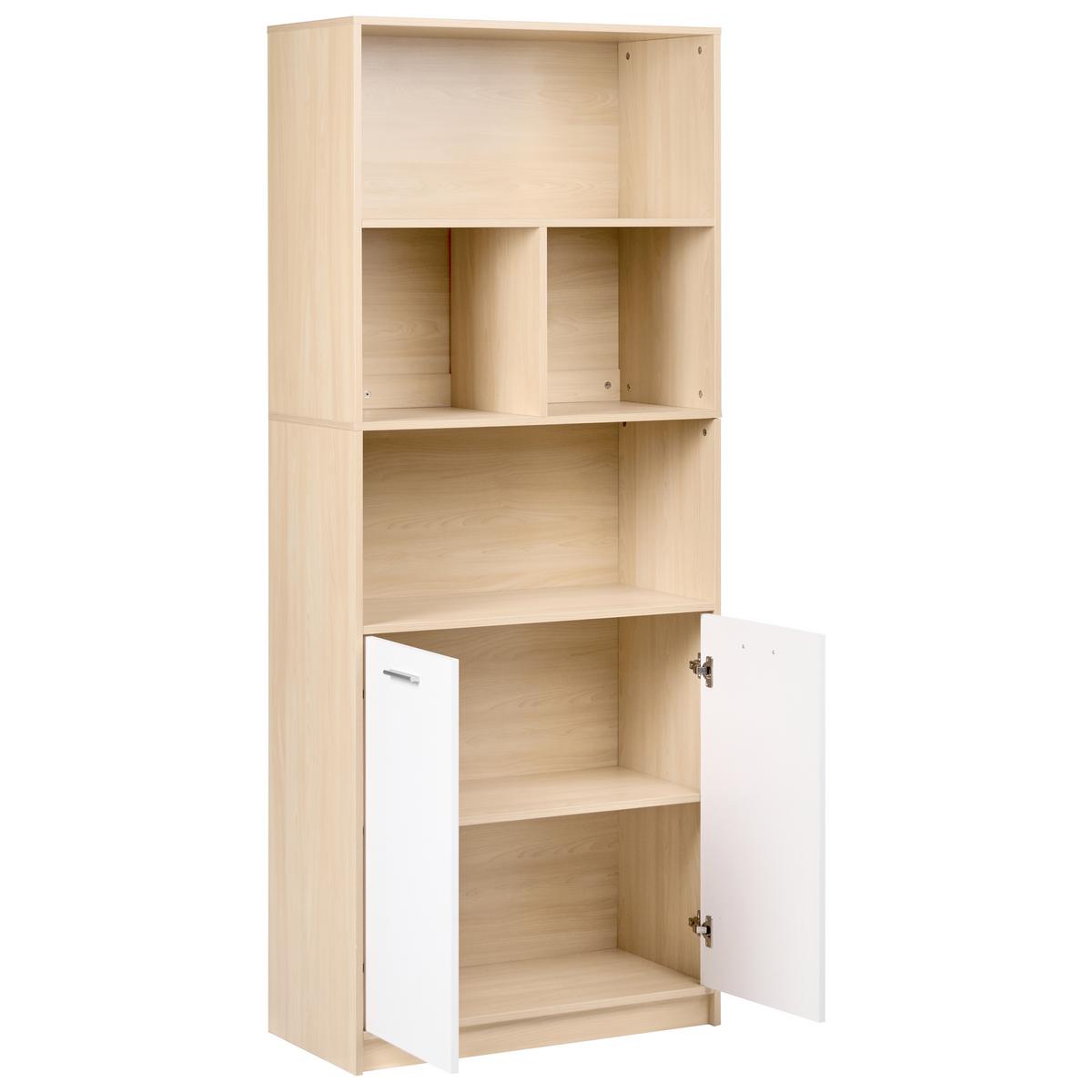 BÜCHERREGAL mit 2 Türen Hellbraun/Weiß Zehna - Hellbraun, Holzwerkstoff (80/197/40cm) - Beliani