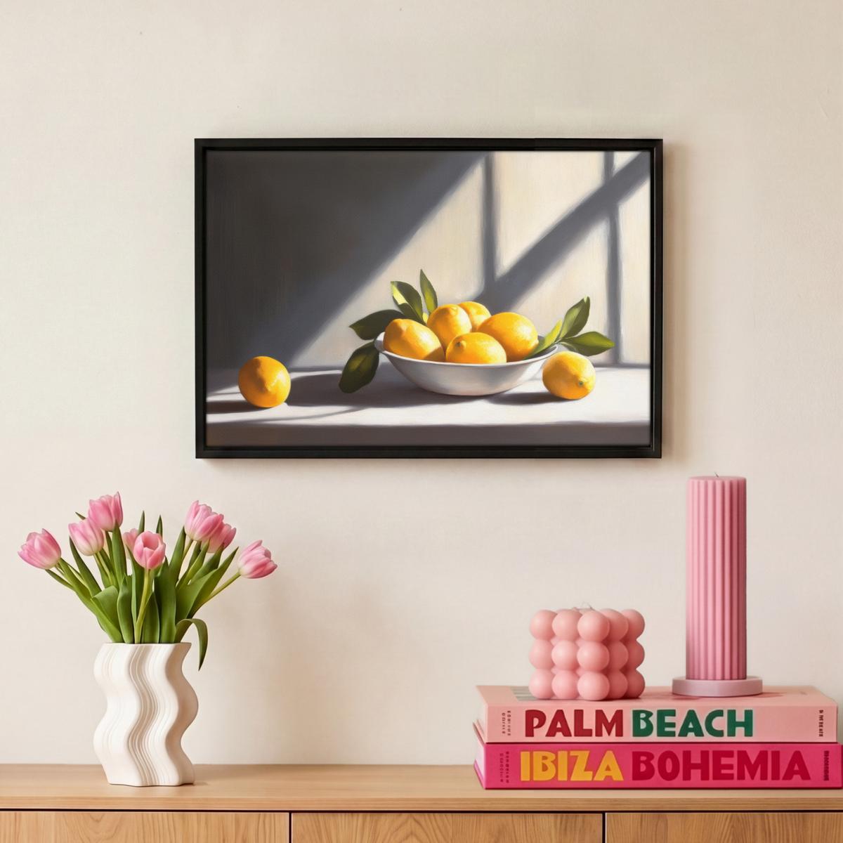 LEINWAND Bilder mit Rahmen - Zitronen - Stilleben - Gelb - 30x20 - Gelb, Textil (30/20cm) - MuchoWow