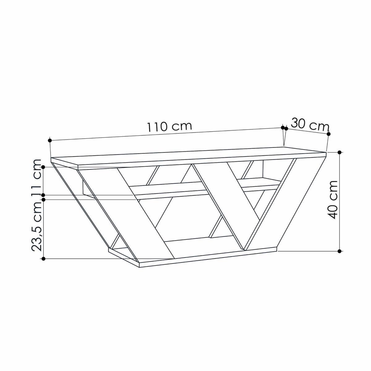 TV-MÖBEL 3 Regale L110 cm - Pipralla - Taupe, Holzwerkstoff (30/40/12cm) - Calicosy