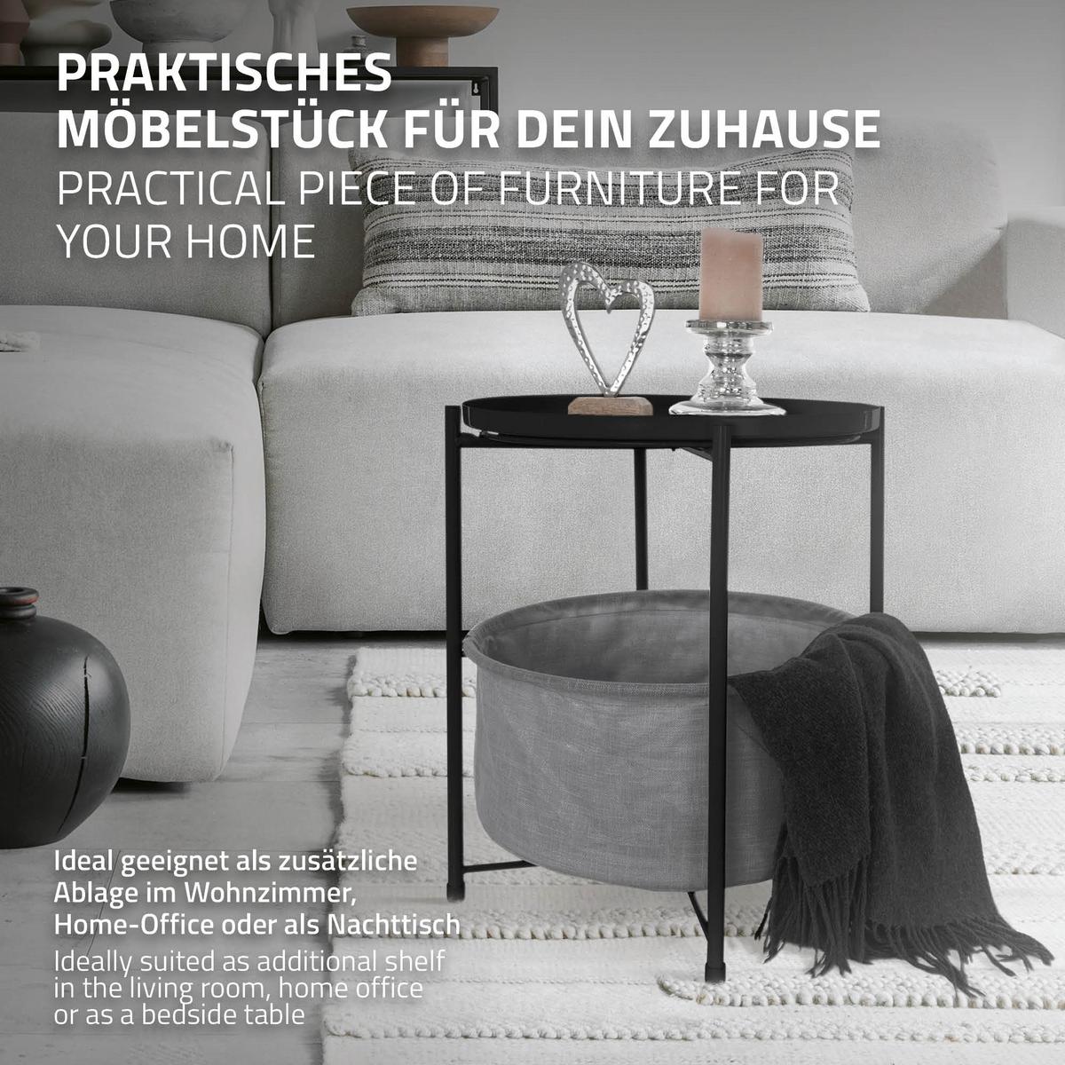 BEISTELLTISCH rund Ø45,5 x 52,5 cm Schwarz aus Metall - Schwarz, Metall (52.5/45.5/52.5cm) - ML-DESIGN