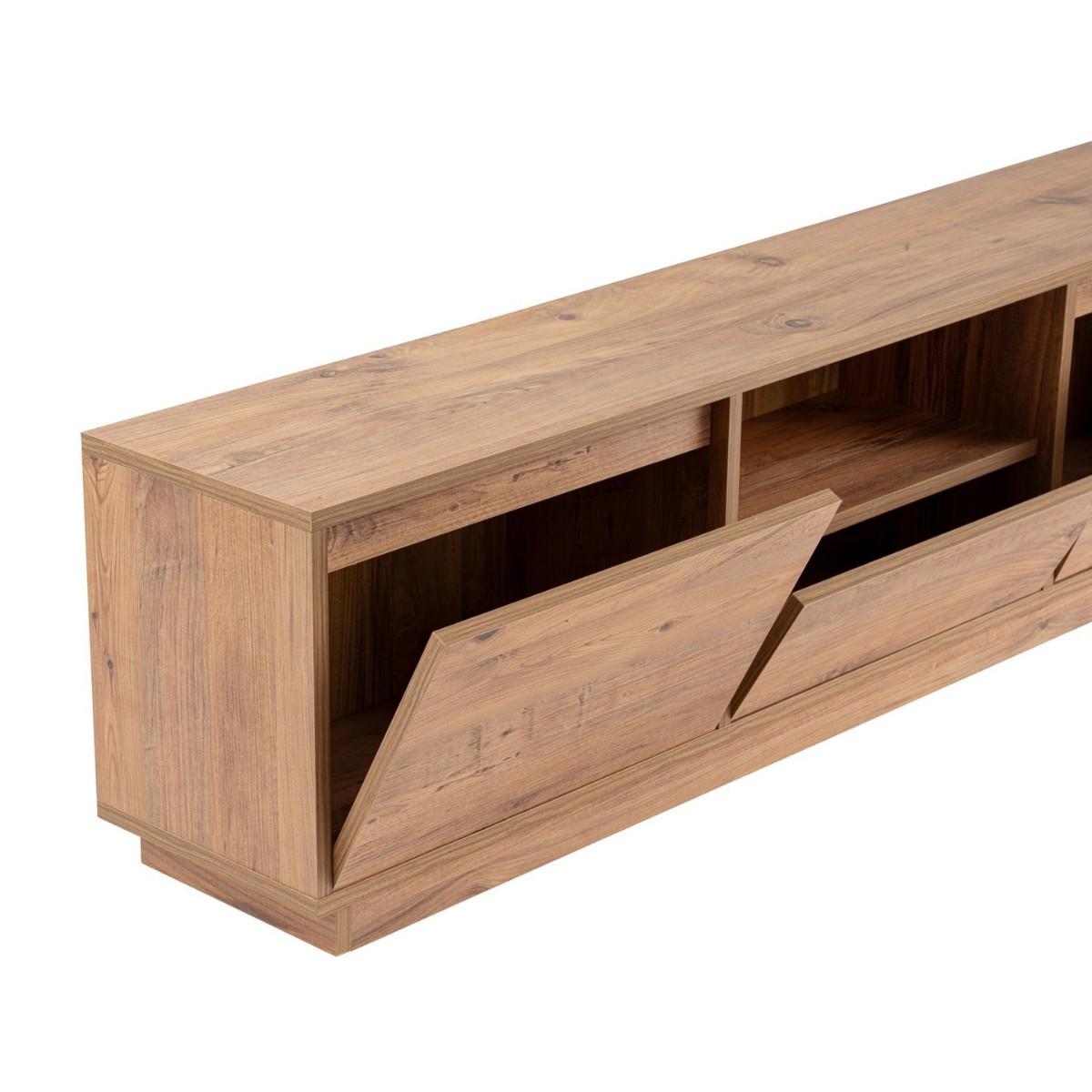 TV-MÖBEL mit 3 klappbaren türen und 1 offenem fach - vanguard 160/29,5/42 cm - Kieferfarben, Holzwerkstoff (29.5/42/44cm) - Calicosy