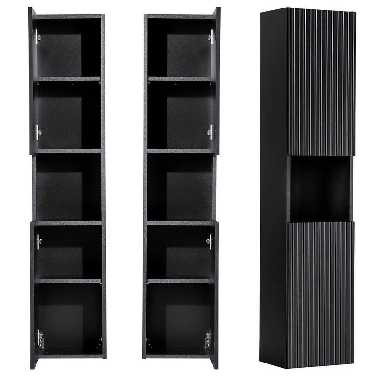 BAD-HOCHSCHRANK Skelbolu - Schwarz, Holzwerkstoff (30/140/25cm) - [en.casa]
