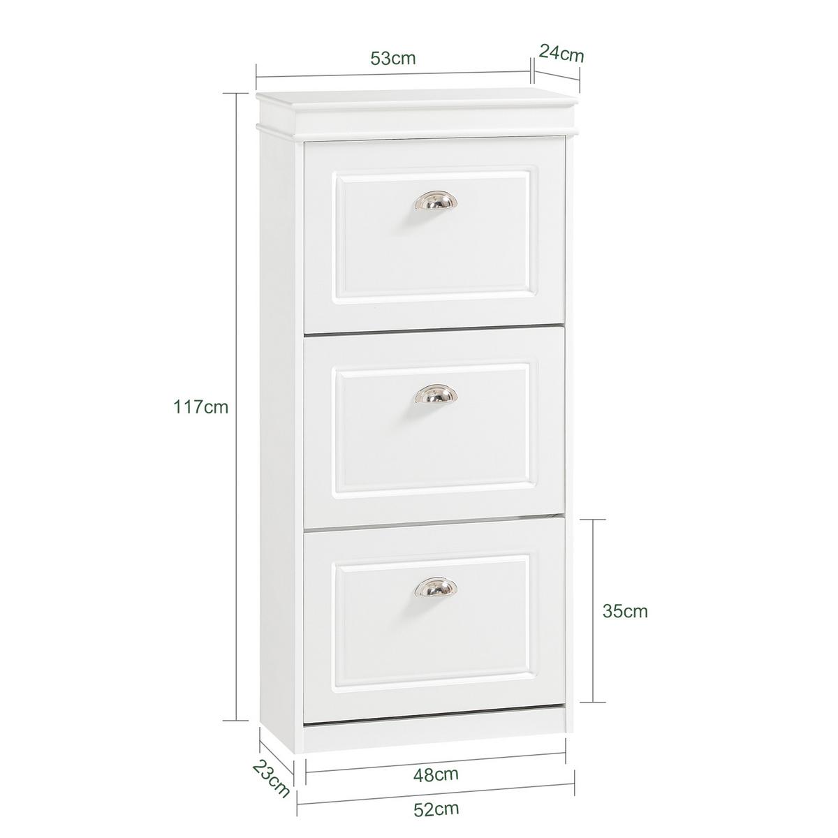 SCHUHSCHRANK mit 3 Klappen, Schuhkipper Weiß - Weiß, Holzwerkstoff (53/117/24cm) - SoBuy