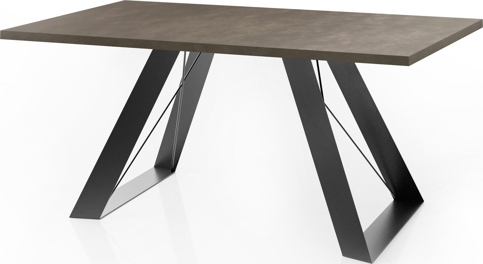 ESSTISCH Colter rechteckig ausziehbar, Dunkelgrauer Chicago Beton 160-260/90/76 cm - Dunkelgrau/Schwarz, Holzwerkstoff/Metall (90/260/76cm) - WFL GROUP