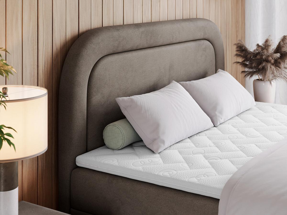 BOXBETT EIRA 180/200 Braun Velvet - H4 - Silberfarben/Braun, Holz/Textil (180/200cm) - MKS