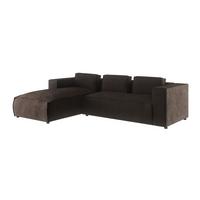 ECKSOFA Nova Dunkelbraun Cord - Dunkelbraun/Schwarz, Holz/Kunststoff (262/176cm) - S-Style Möbel