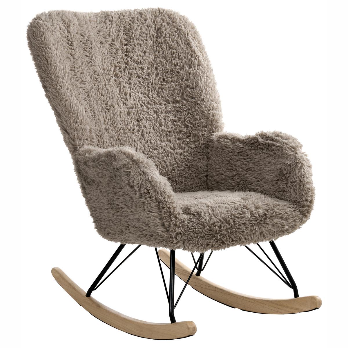 SCHAUKELSESSEL Webpelz Taupe Akra - Hellbraun, Textil (66/104/98cm) - Beliani