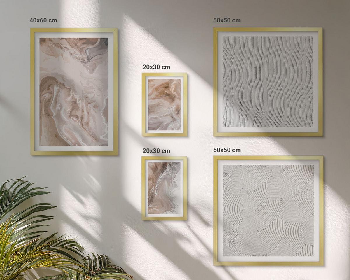 BILDER SET 5er Set - 50x50 cm & 20x30 cm & 40x60 cm Goldrahmen - Abstrakte Marmormuster aus Stein - Goldfarben, Kunststoff (40/60cm) - TULUP