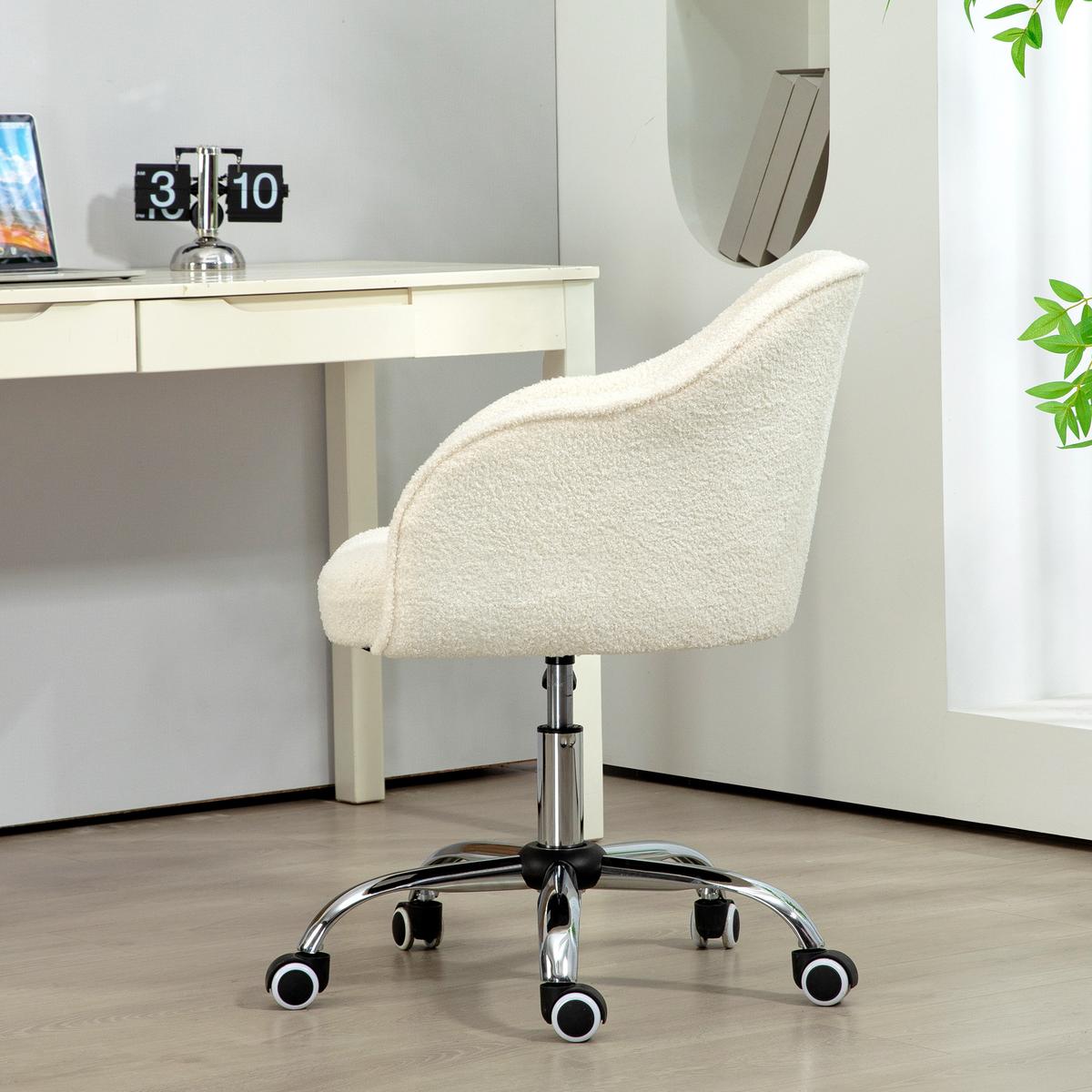 BÜROSTUHL Polyester Kunstleder Cremeweiß - Weiß, Kunststoff (61/86/56cm) - HOMCOM