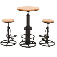 BARTISCH + BARHOCKER rund Beige 3er-Set - Beige, Holz (61/123/61cm) - MCW