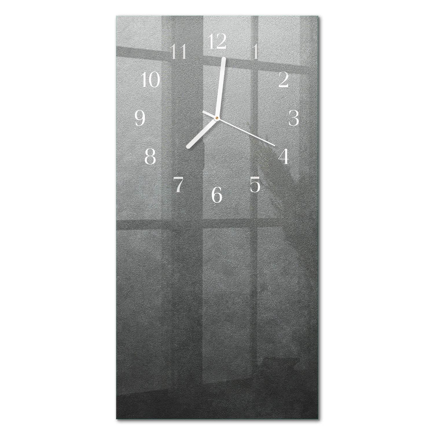 WANDUHR aus Glas 30x60 cm - Marmorwand - Grau, Glas (30/60/0.4cm) - TULUP