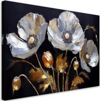 WANDBILD mohnblumen glamour silber - Schwarz, Textil (60/40cm) - Feeby