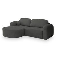 ECKSOFA AMILIA L-S Grau Boucle-Stoff mit Schlaffunktion - Grau, Holz (263/174cm) - MASSENO