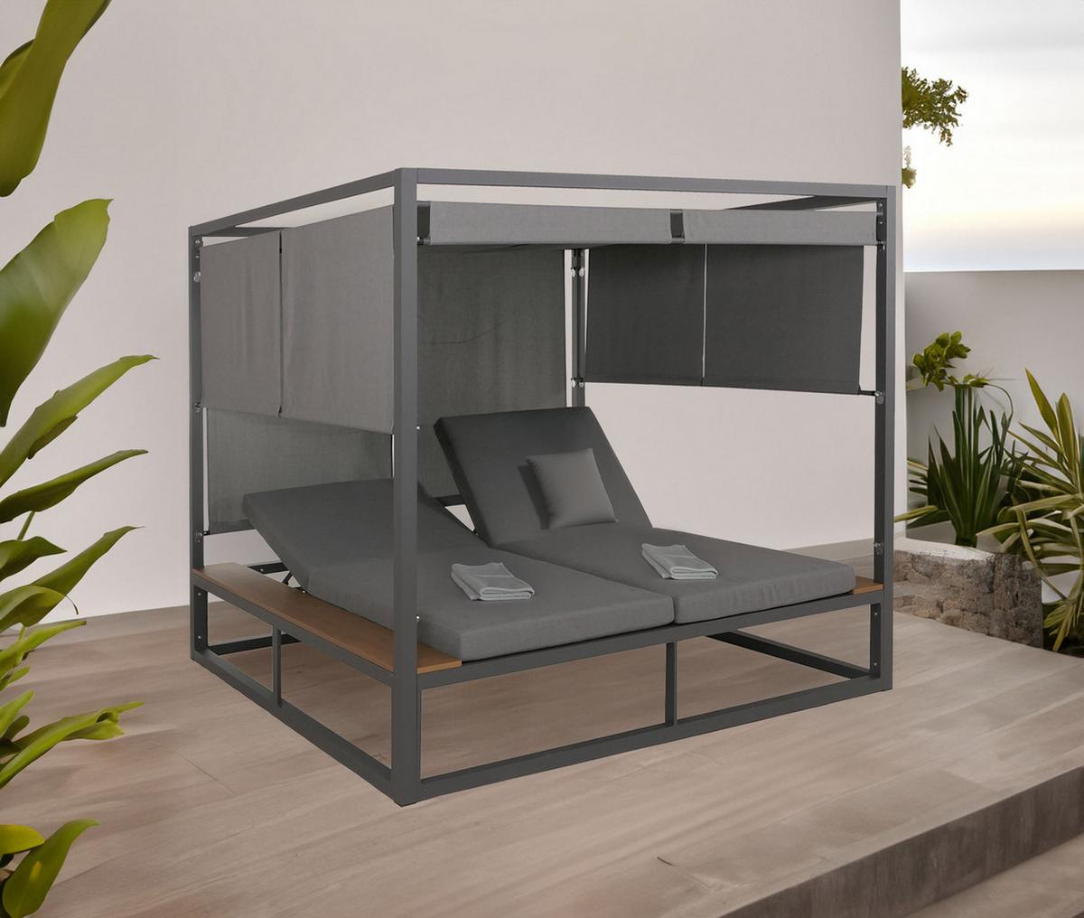 LOUNGE-GARTENLIEGE M63B Anthrazit, Grau - Anthrazit/Grau, Metall (200/200/200cm) - MCW