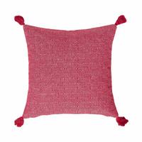 DEKOKISSEN Malda 45/45 cm rot mit Quasten - Rot, Textil (45/45cm) - Homescapes