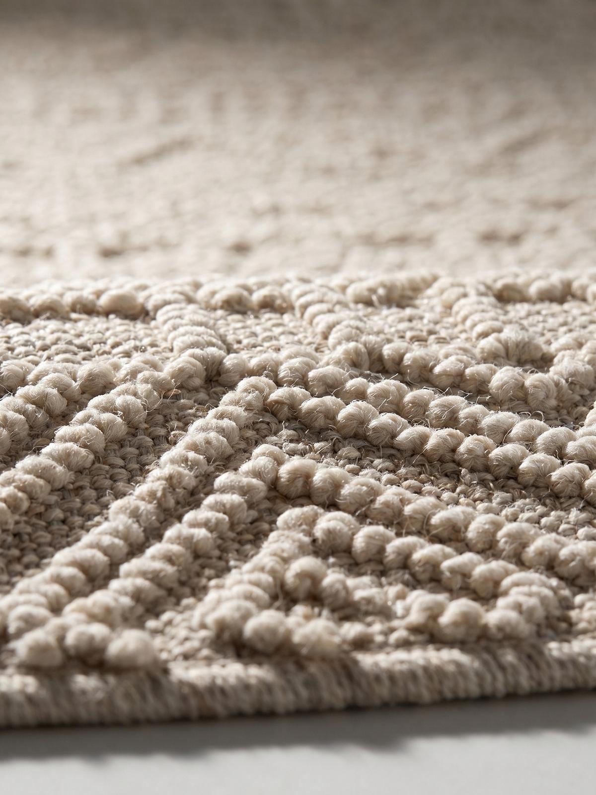 TEPPICH Flachgewebe LANGAU in Creme, mit Ethno-Streifen, Ø 120 cm - Creme, Textil (120/120cm) - KADIMA DESIGN