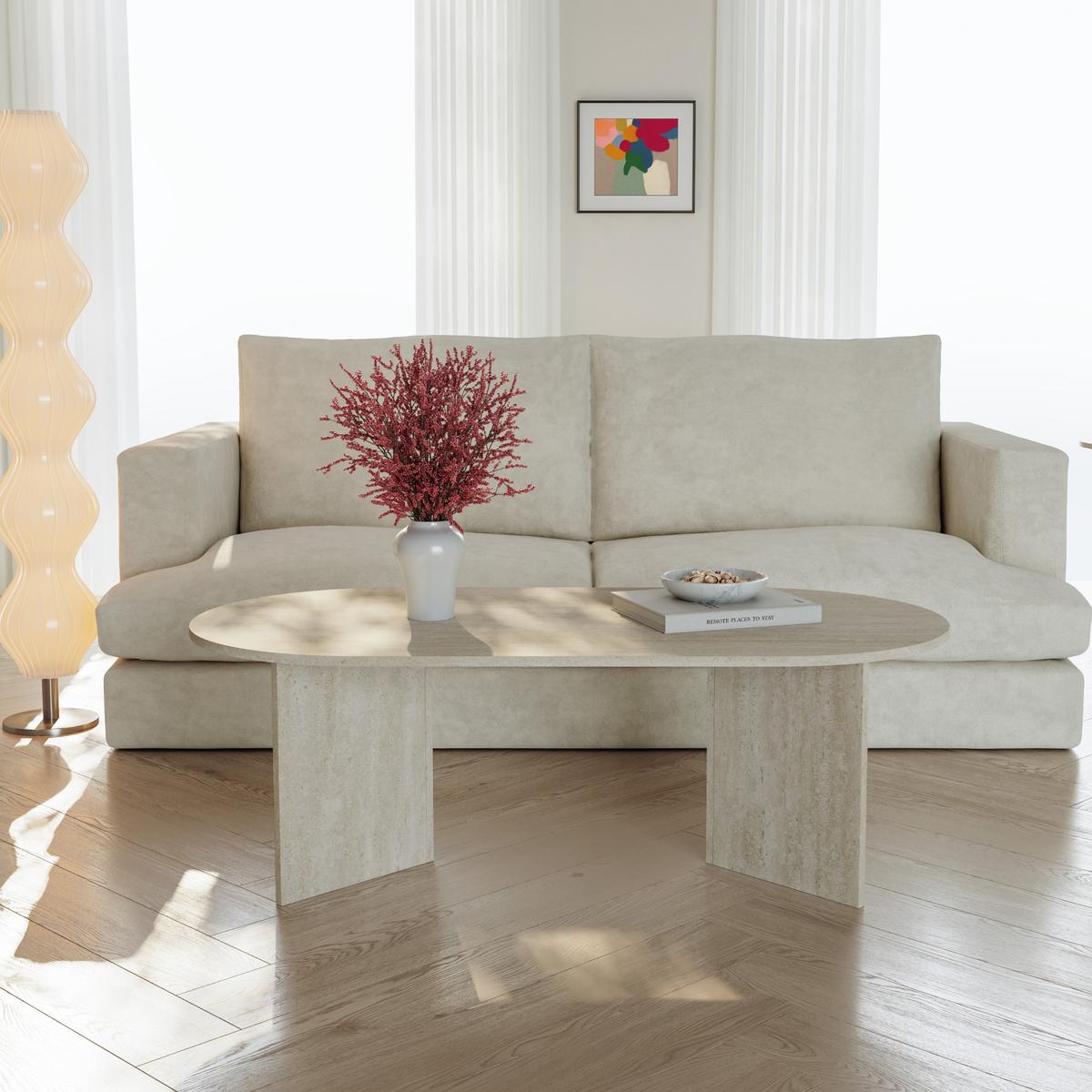 COUCHTISCH Kynd 119/60/40 cm - Beige, Holzwerkstoff (119/60/40cm) - [en.casa]