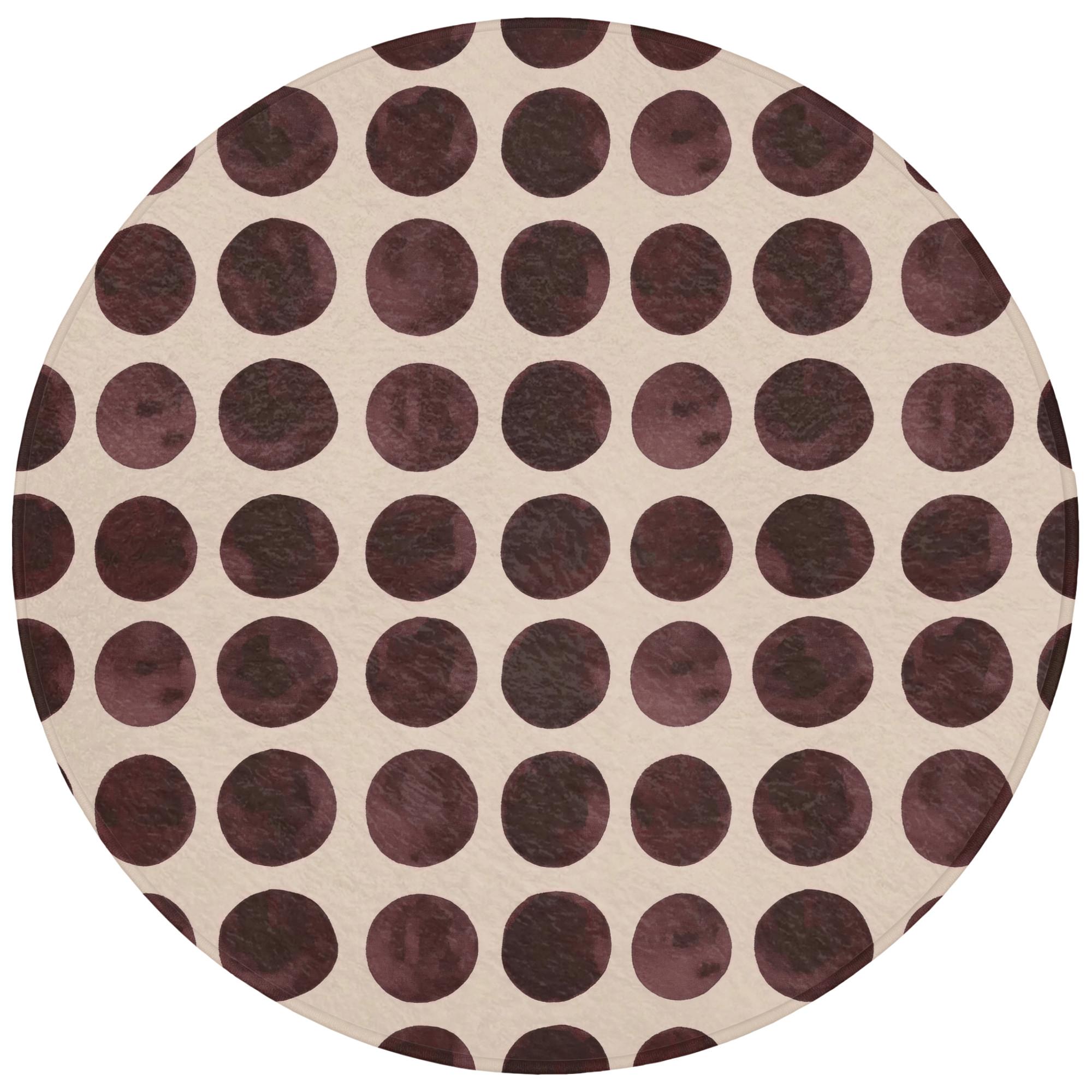 BADEMATTE Polka dots - Muster - Braun Badvorleger 70x70 cm - Bordeaux, Textil (70/70cm) - OnlyWow