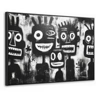 LEINWAND Bilder mit Rahmen - Malerei - Figuren - Schwarz - Abstrakt - 120x80 - Schwarz, Textil (120/80cm) - MuchoWow