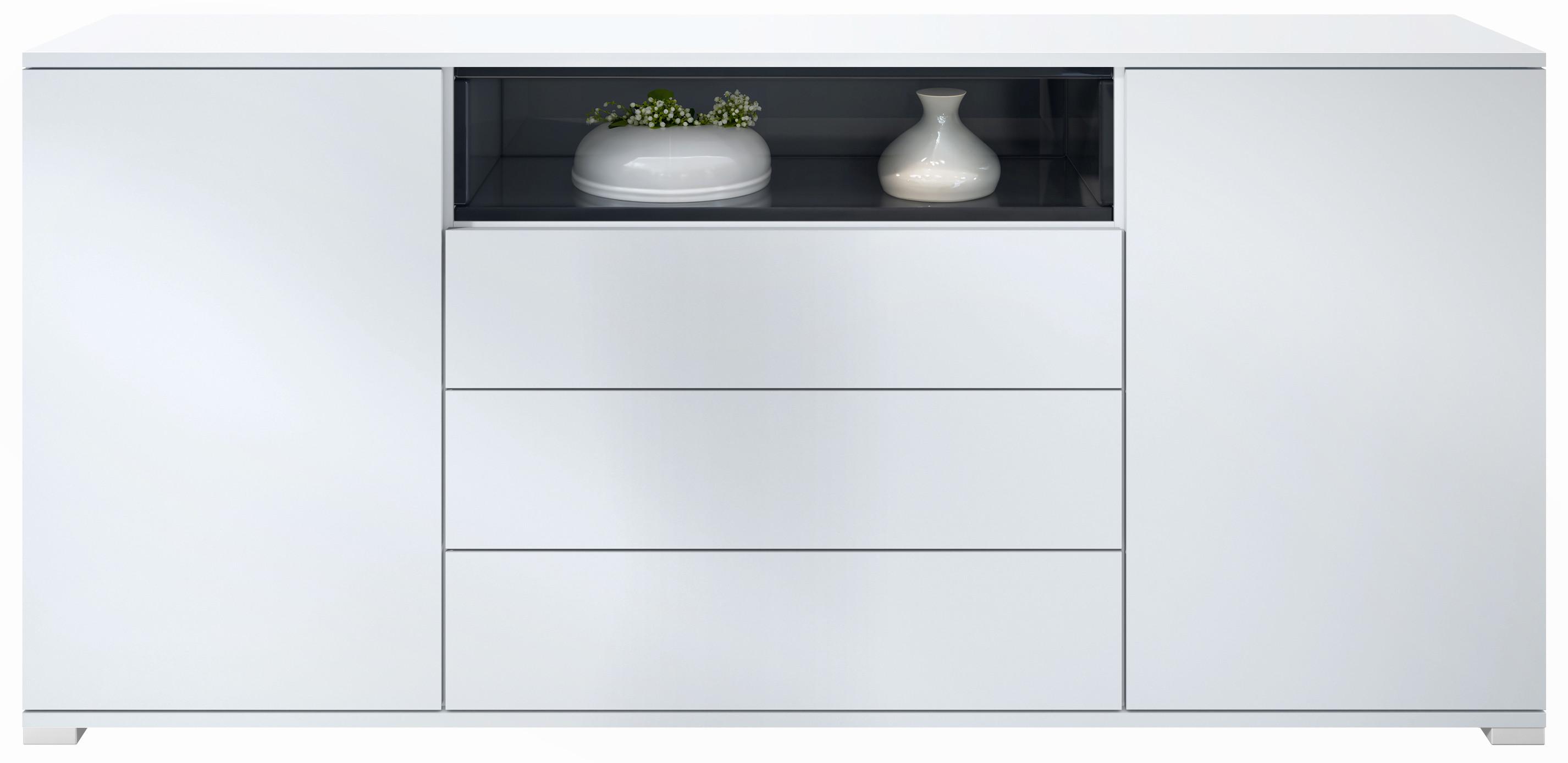 SIDEBOARD Skadu Schwarz Hochglanz - Schwarz Hochglanz, Holzwerkstoff (166.5/75.5/35cm) - Vladon