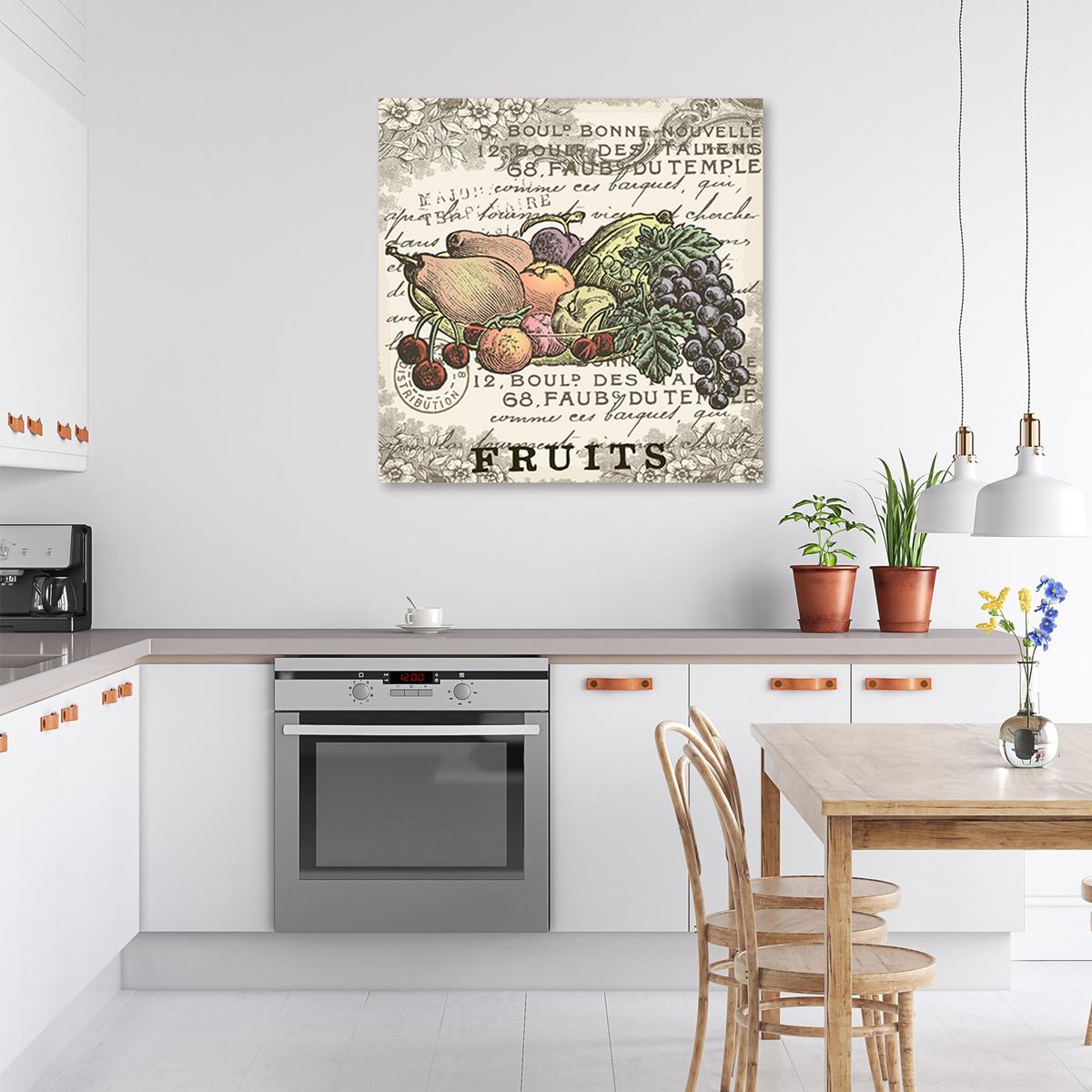 WANDBILD vintage früchte - Multicolor, Textil (30/30cm) - Feeby