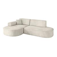 ECKSOFA Ottomane Links MARI-L1 - 243x171x79 cm Ecru Velours - Ecru/Schwarz, Holzwerkstoff/Kunststoff (243/171cm) - ALTDECOR