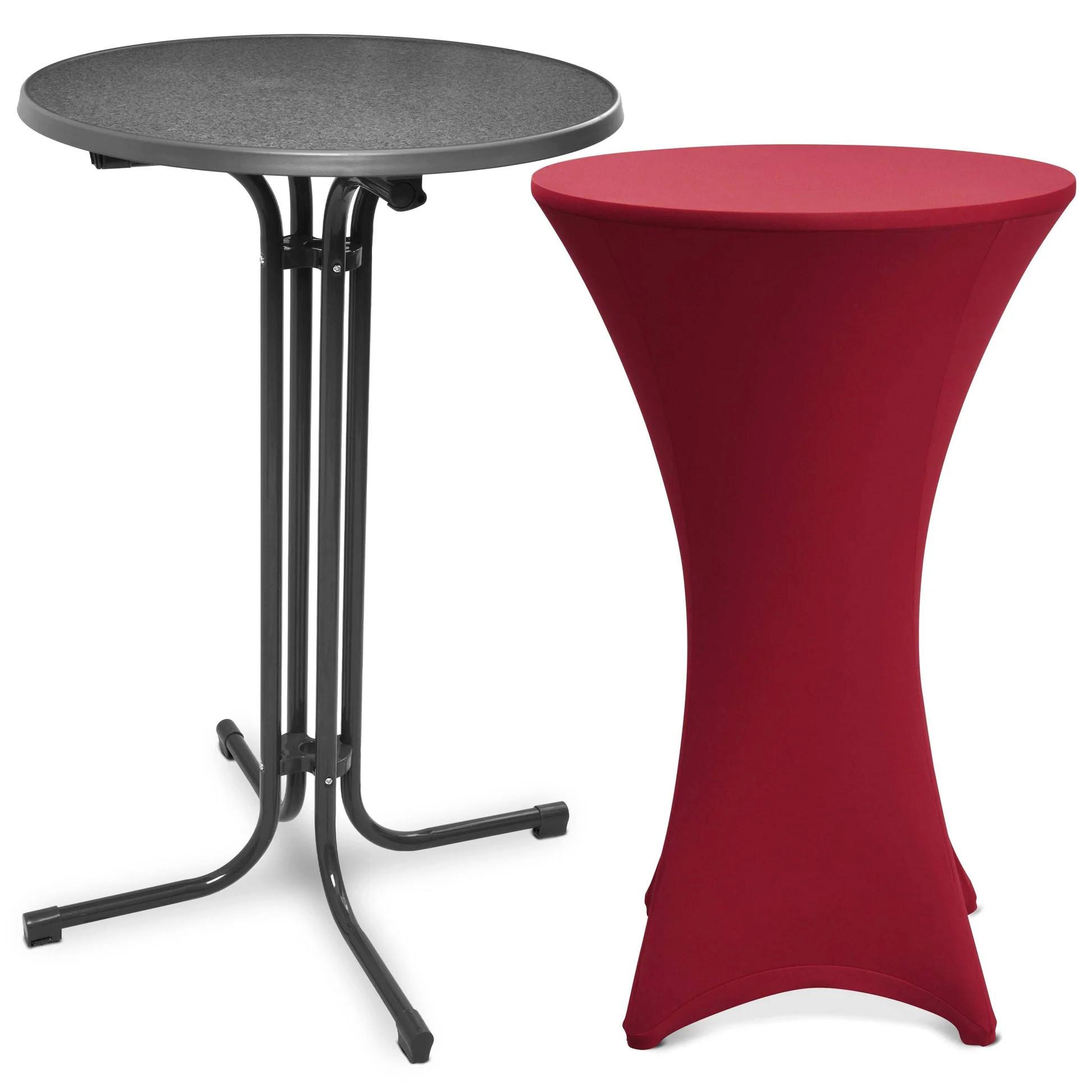 STEHTISCH Bellini Ø 80cm Grau mit Stella Stehtischhusse Ø 80cm Bordeaux - Bordeaux/Schwarz, Metall (80/80/110cm) - Beautissu 