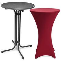 STEHTISCH Bellini Ø 80cm Grau mit Stella Stehtischhusse Ø 80cm Bordeaux - Bordeaux/Schwarz, Metall (80/80/110cm) - Beautissu 