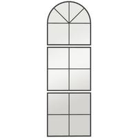 WANDSPIEGEL dreiteilig, bogenförmiger Spiegel mit Metallrahmen Hängespiegel - Schwarz, Glas (2/180/60cm) - HOMCOM