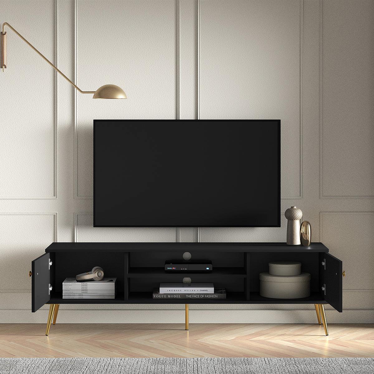 TV-MÖBEL Manoé Schwarz - Schwarz, Holzwerkstoff (160/49/40cm) - Petits-meubles