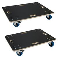 TRANSPORTROLLER 2er Set mit 4 Rollen 2 mit Bremsen 60x80 cm Traglast 800kg Siebdruck Holzplatte Black - Dunkelgrau, Holzwerkstoff (80/60/14.5cm) - ECD-Germany