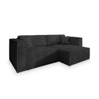 ECKSOFA NERIO P Schwarz Kordstoff mit Schlaffunktion - Schwarz/Grau, Holz/Kunststoff (245/148cm) - MASSENO