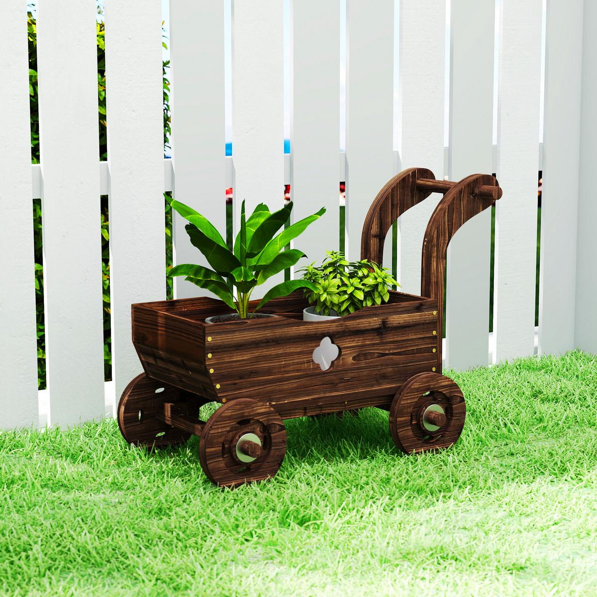 HOCHBEET Tannenholz Verkohlt - Braun, Holz (38/52/68cm) - Outsunny