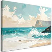 LEINWANDBILD Landschaften 100x70cm - Türkis, Textil (100/70cm) - Feeby