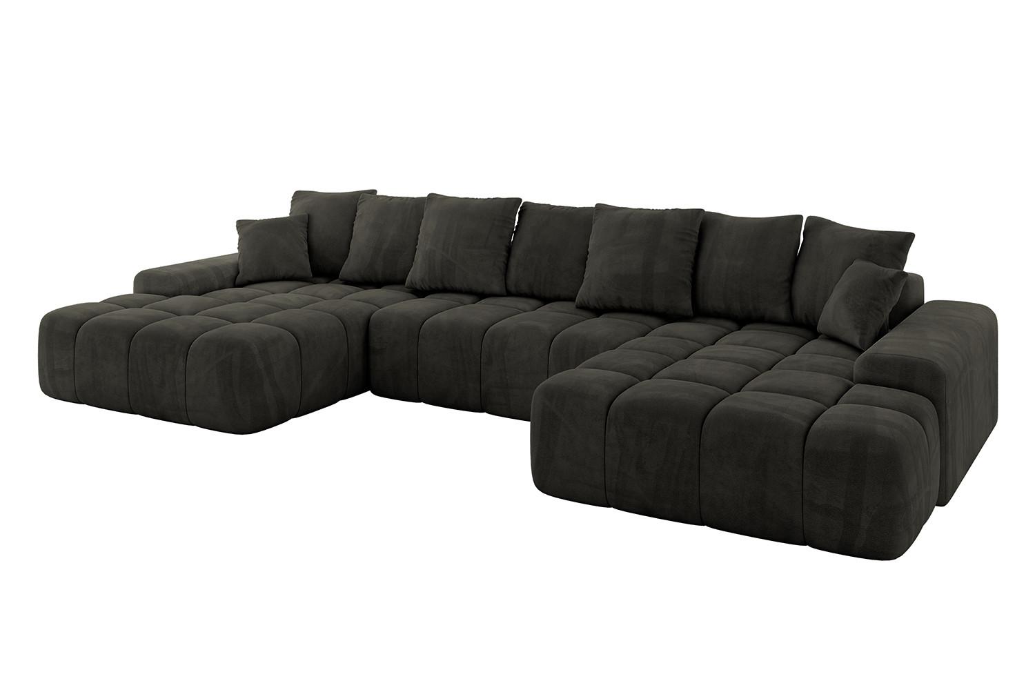 WOHNLANDSCHAFT ENSI-U - 353x164x69 cm Schwarz - Schwarz, Holzwerkstoff/Kunststoff (357/69/164cm) - ALTDECOR