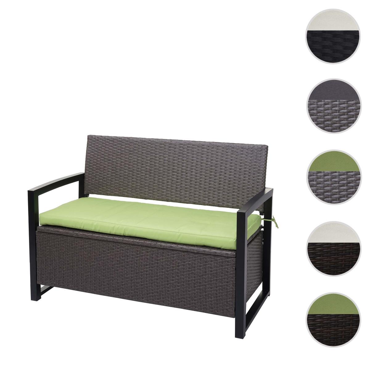 POLY-RATTAN 2ER SITZBANK Hellgrau, Grün - Hellgrau/Grün, Kunststoff (117/87/57cm) - MCW