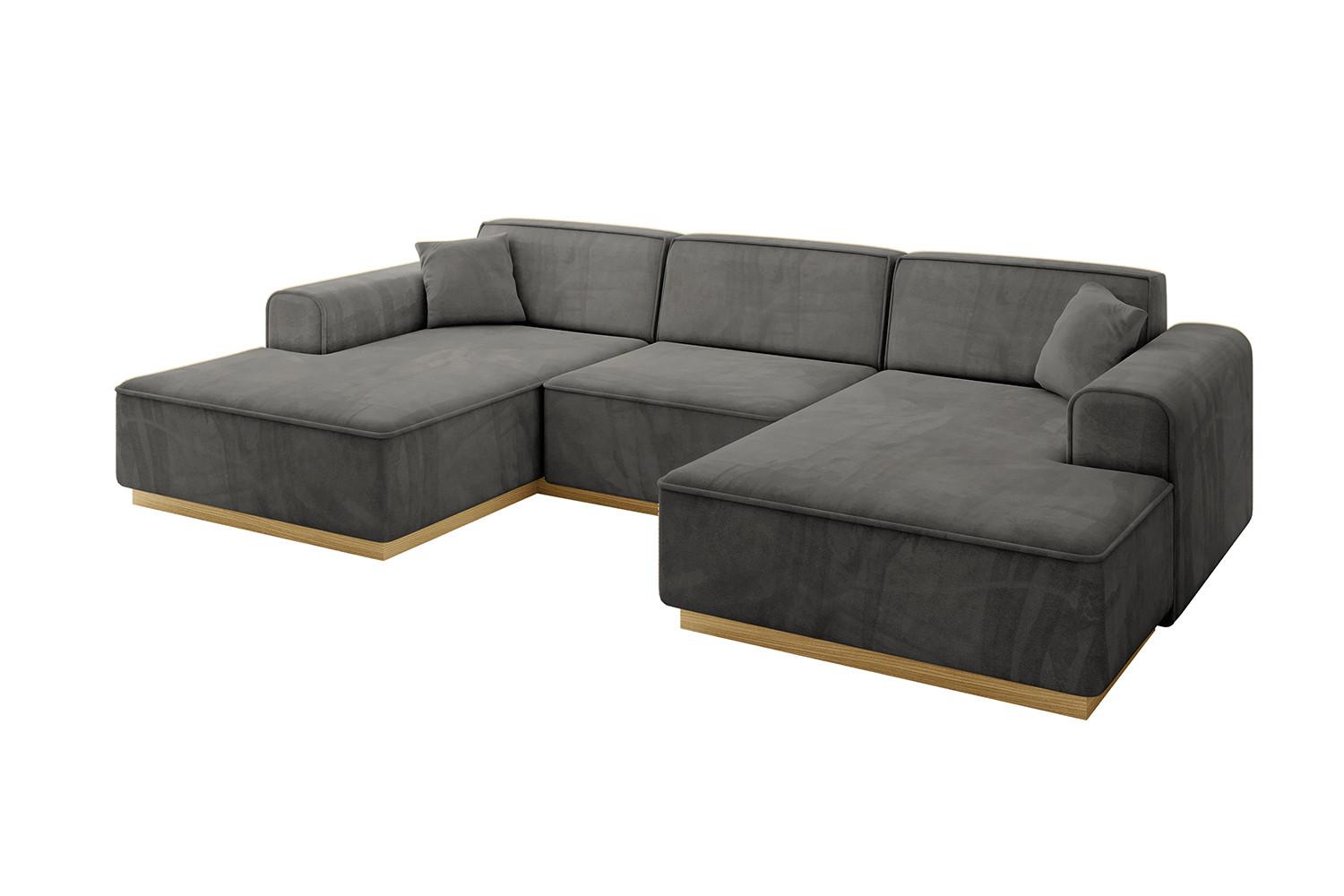 WOHNLANDSCHAFT IREA-U1-v2 - 301x165x80 cm Ecru - Anthrazit, Holzwerkstoff/Textil (301/80/165cm) - ALTDECOR