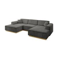 WOHNLANDSCHAFT IREA-U1-v2 - 301x165x80 cm Ecru - Anthrazit, Holzwerkstoff/Textil (301/80/165cm) - ALTDECOR
