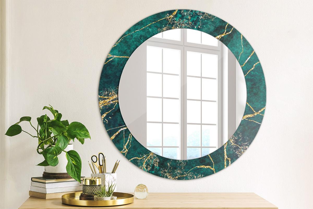 SPIEGEL Ø60 cm Rund mit Aufdruck - Türkis, Glas (60/60/0.4cm) - TULUP