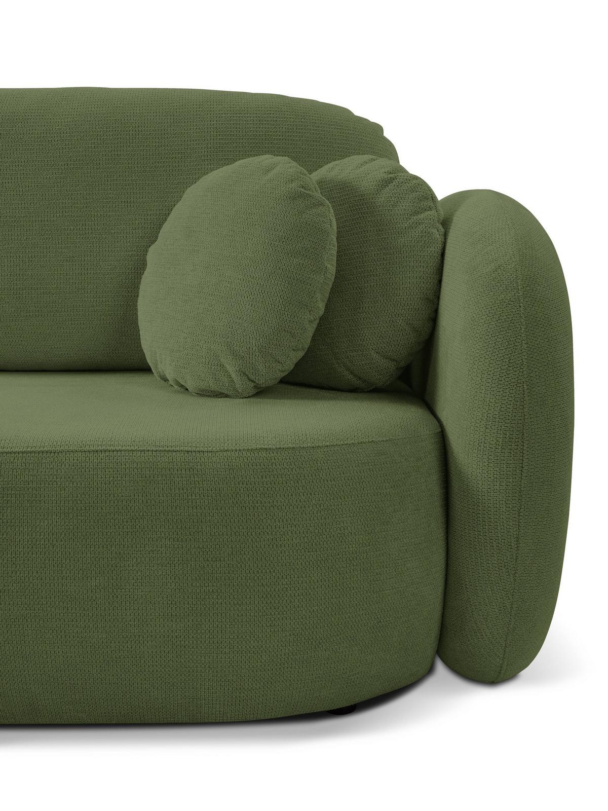 ECKSOFA AMICO L-S Olivgrün Geflochtener Stoff mit Schlaffunktion - Olivgrün, Holz (248/174cm) - MASSENO