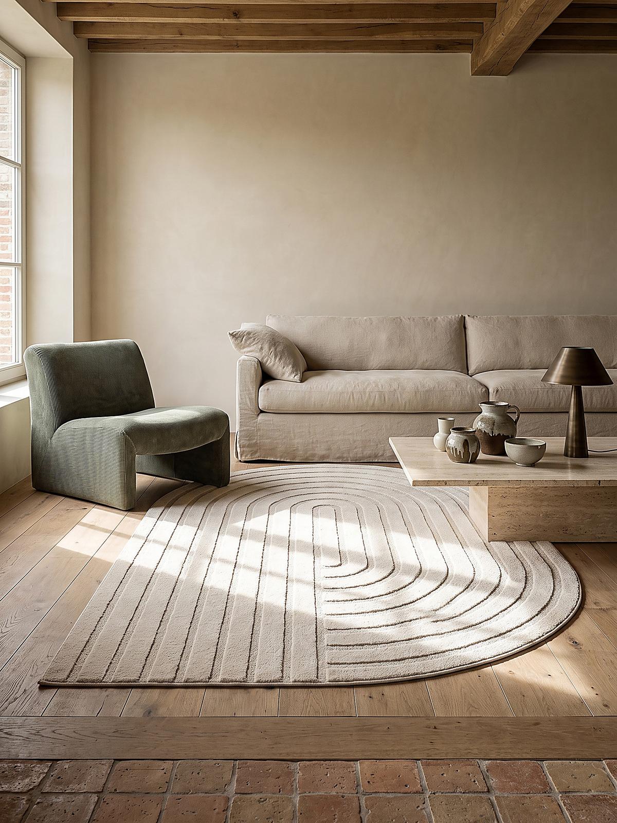 KURZFLORTEPPICH Geometrisch CETINA Polypropylen Creme 160 x 230 cm - Beige, Textil (160/230cm) - KADIMA DESIGN