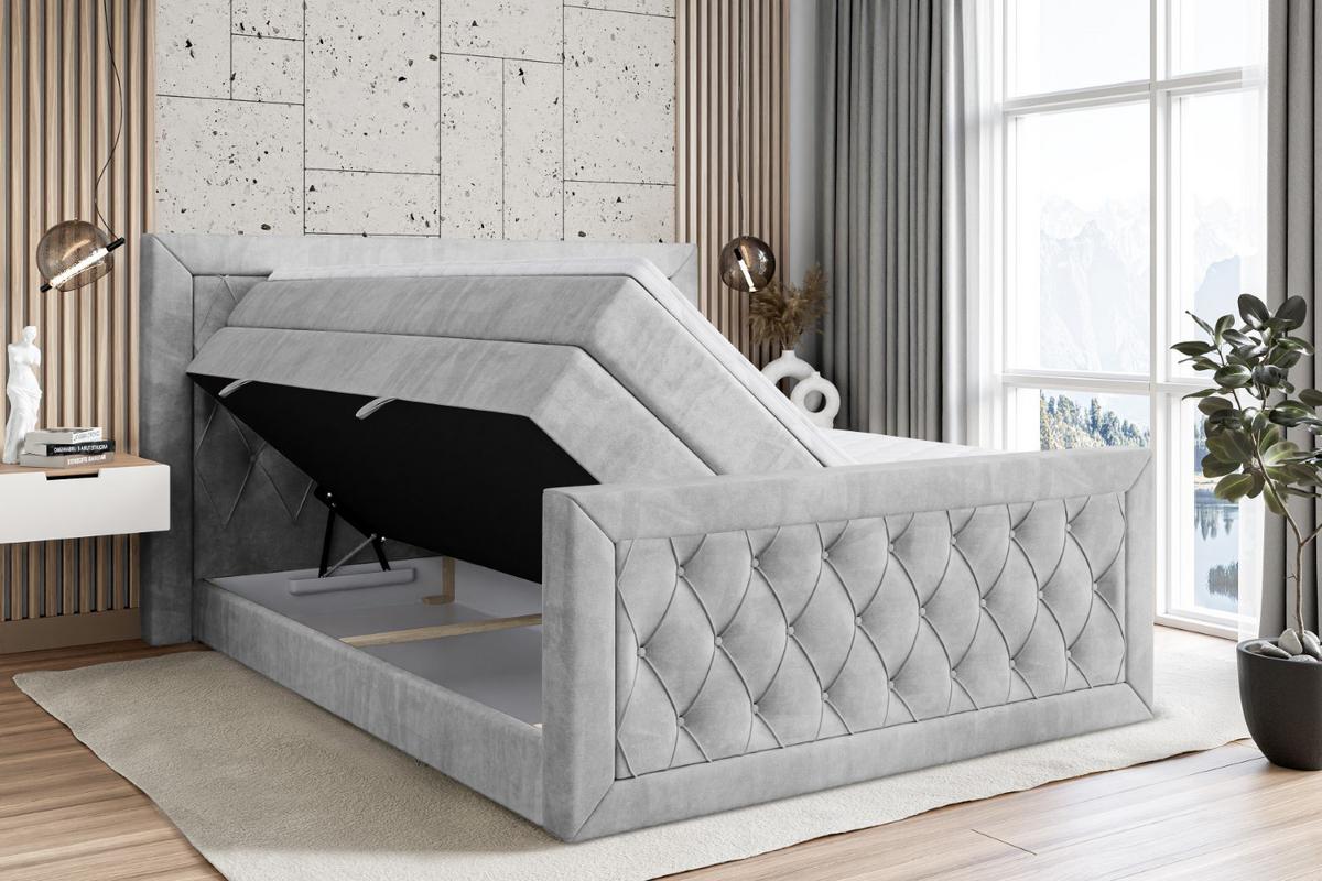 BOXSPRINGBETT NOEL-Z KING - 140 x 200 - H3/H4 - Hellgrau - Hellgrau, Holzwerkstoff (140/200cm) - ALTDECOR