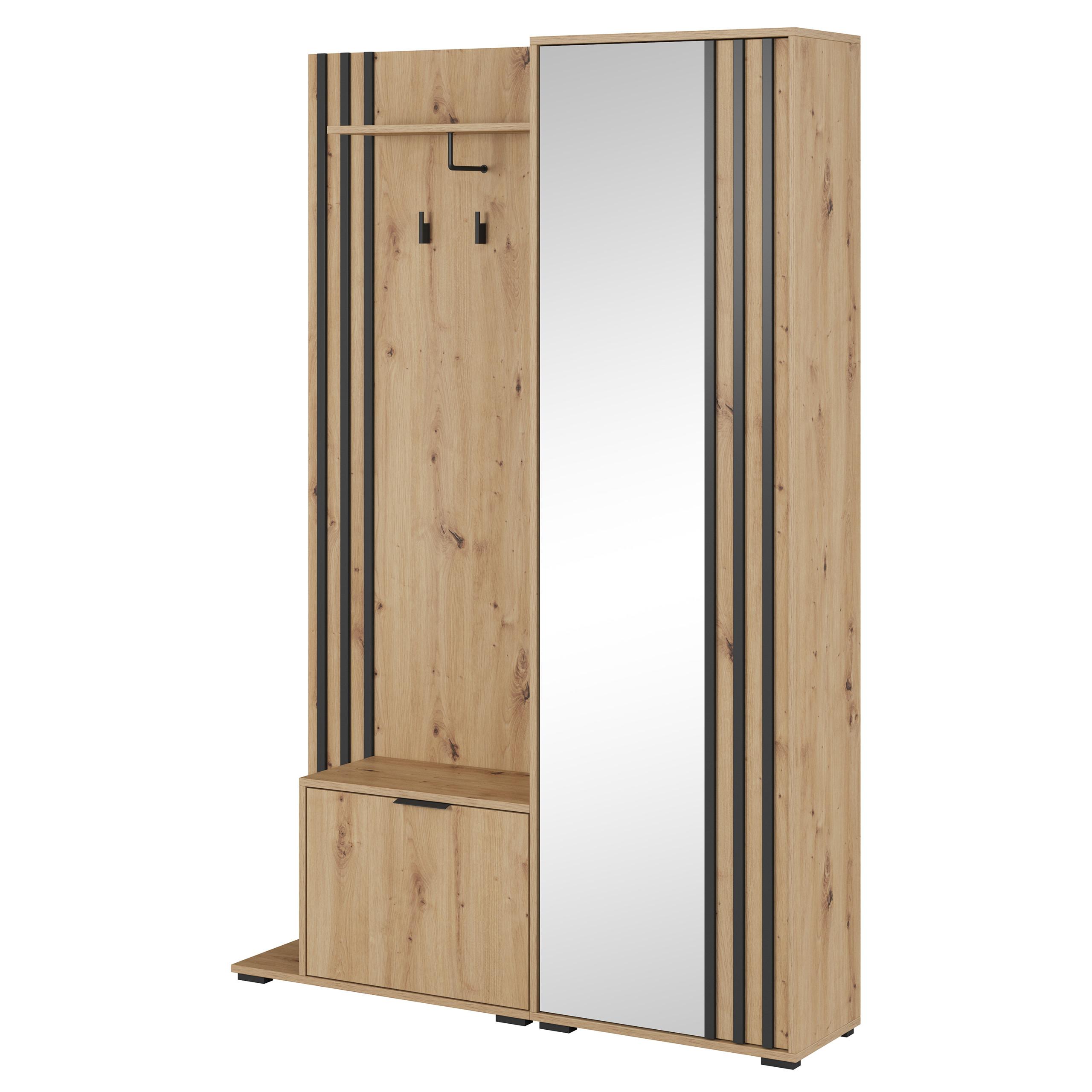 GARDEROBENSCHRANK NELIANA 131/192/40 cm Modern Garderobe-Set Eiche Artisan - Eiche Artisan, Holzwerkstoff (131/192/40cm) - MASSENO
