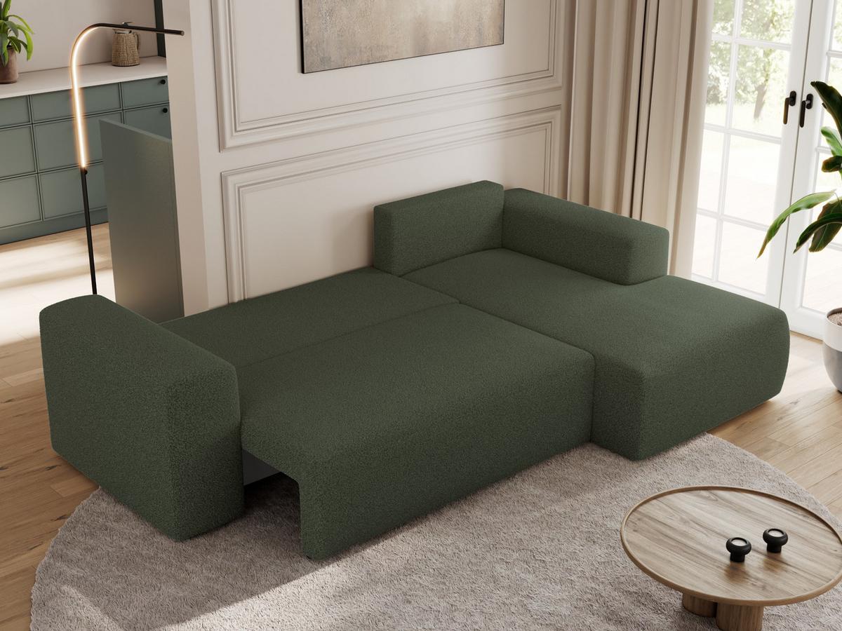 ECKSOFA TRENTINO L Grün Boucle - Rechts - Schwarz/Grün, Kunststoff/Textil (164/266cm) - MKS