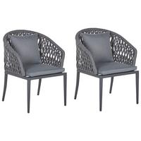 GARTENSTUHL 2er-Set Aluminium grau Lipari - Grau, Metall (56/89/62cm) - Beliani