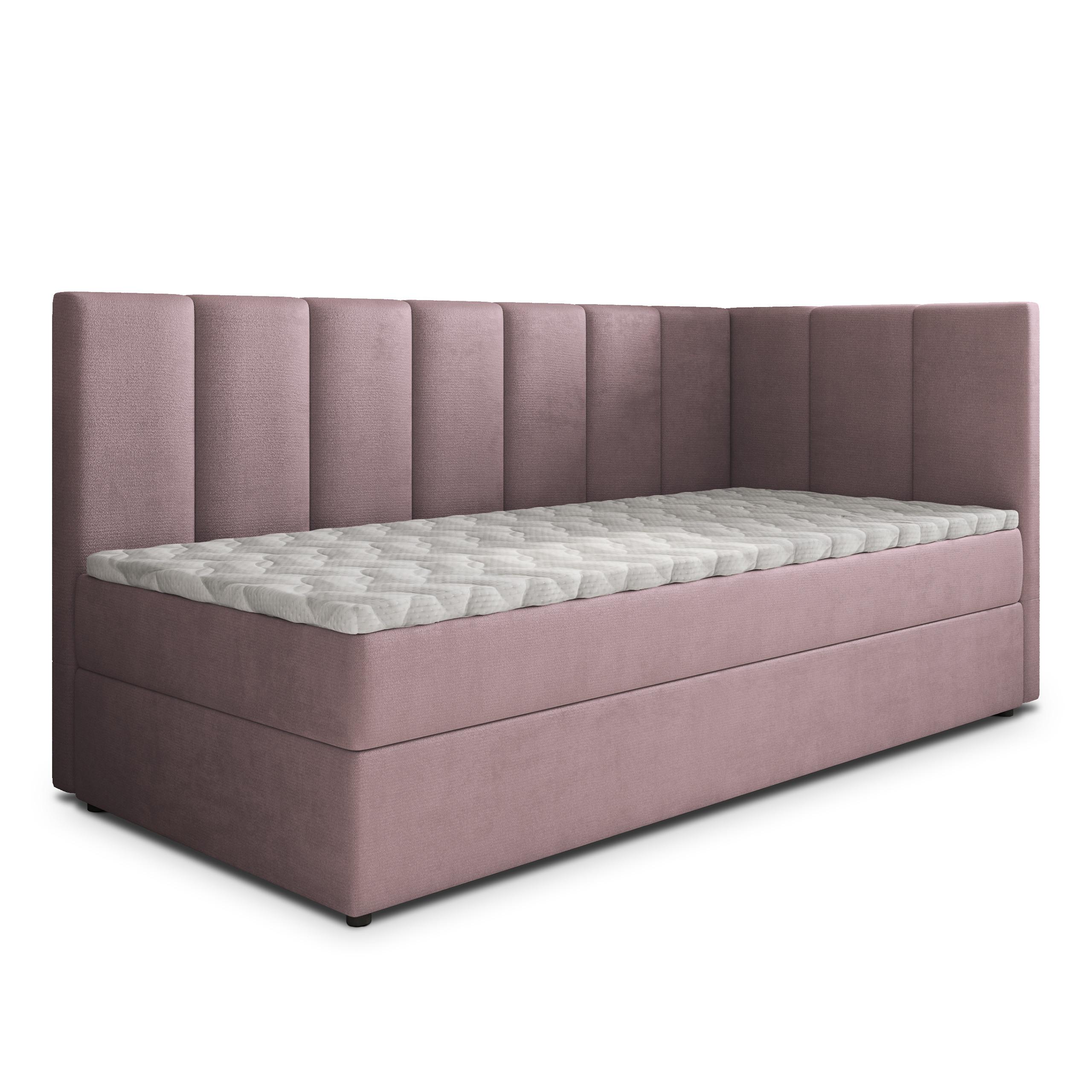 BOXBETT BEVE 90x200 cm mit Matratze und Topper, H2+H3 - Rosa - Rosa, Holz (90/200cm) - MASSENO