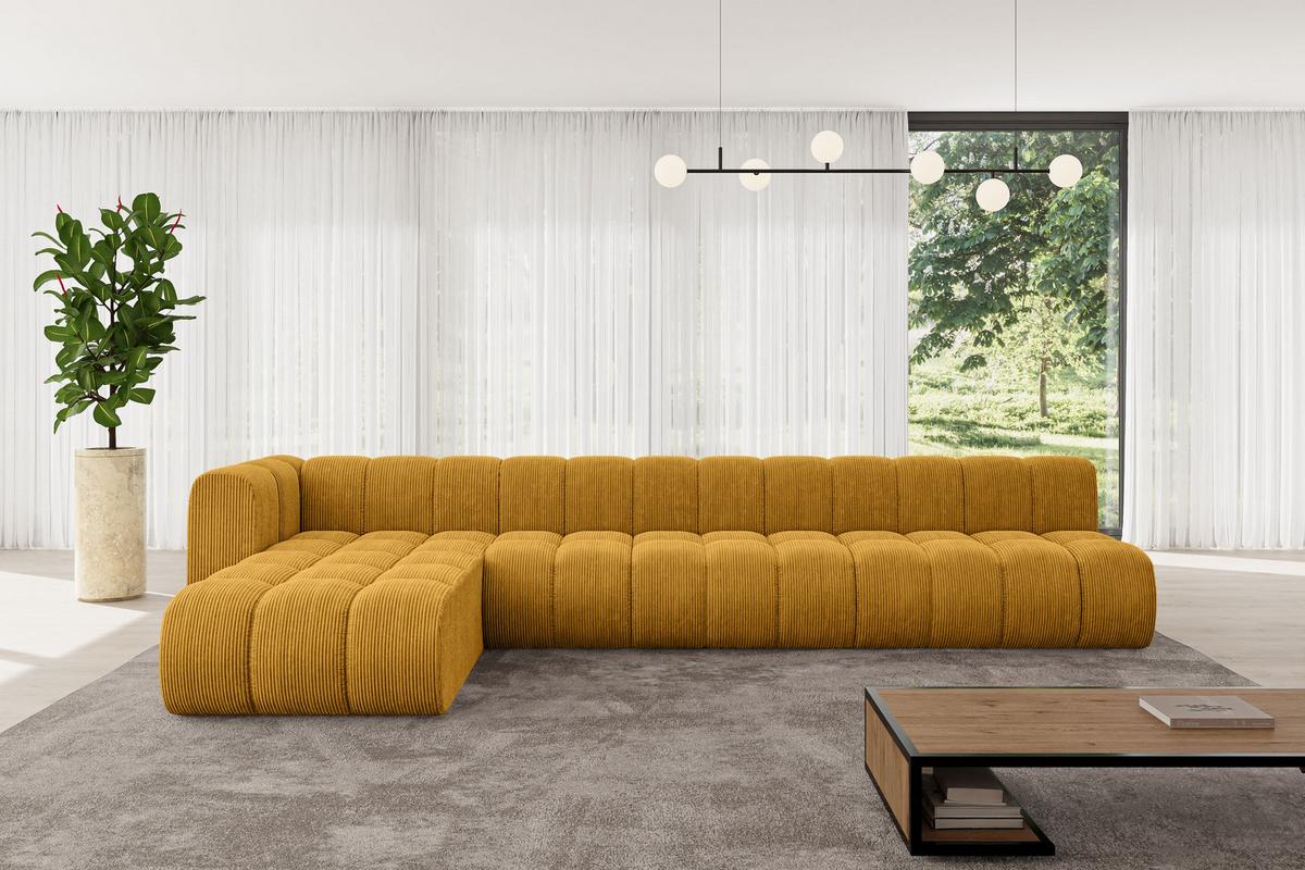ECKSOFA modulares Sofa Darnel-L3 - 387x177x70 cm Senfgelb - Currygelb, Holzwerkstoff/Textil (387/177cm) - ALTDECOR
