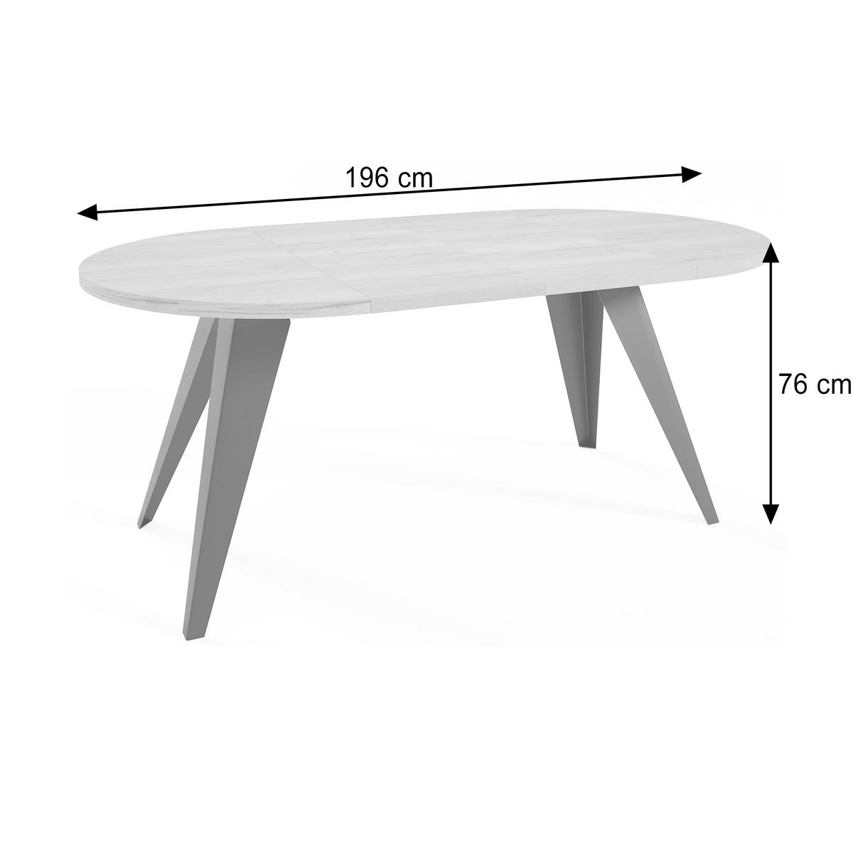 ESSTISCH Alma, Tisch mit Ausziehfunktion, 120 cm, Schwarz+Anthracite Sherman - Eichefarben/Schwarz, Metall (120/120/76cm) - Beautysofa