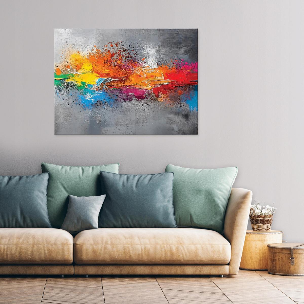 WANDDEKO Abstrakt Grau Loft Modern Bilder Schlafzimmer 100x70 - Grau, Holzwerkstoff (100/70cm) - Wallarena