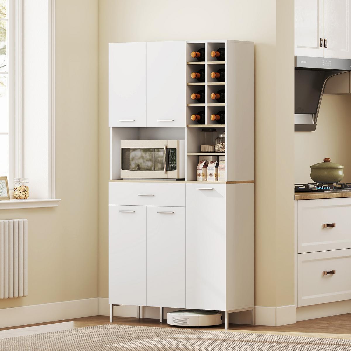 KÜCHENSCHRANK MDF Weiß - Silberfarben/Weiß, Holzwerkstoff/Metall (35/183/90cm) - HOMCOM
